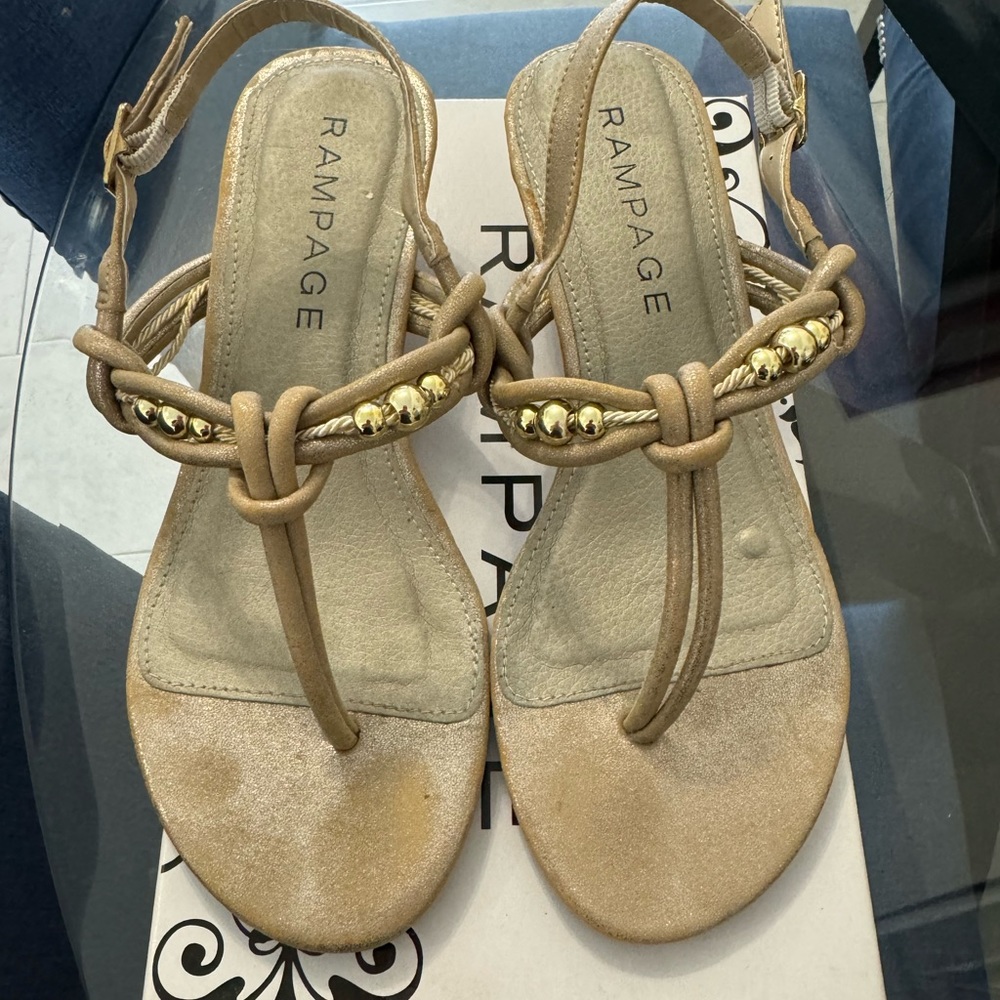 Rampage wedge sandals with gold accents